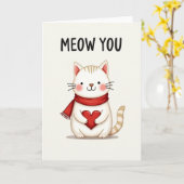 Heart Cat Meow You Greeting Card Kaart (Gele Bloem)