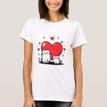 Heart&Cats Drawing T-shirt voor dames