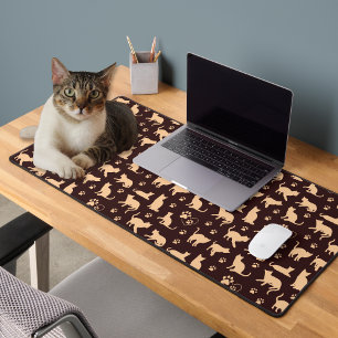 Heart Cats & Paw Prints Desk Mat voor Pet Lovers