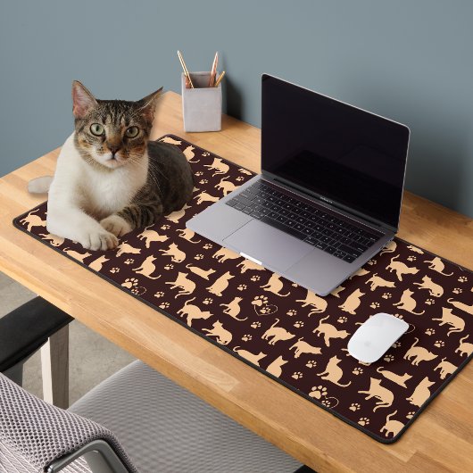 Heart Cats & Paw Prints Desk Mat voor Pet Lovers