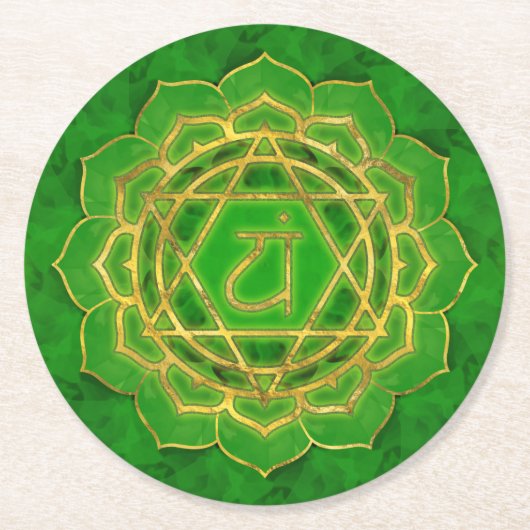 Heart chakra - Anahata Ronde Kartonnen Onderzetter (Voorkant)