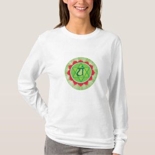 Heart Chakra Anahata T-shirt met lange mouwen, wit