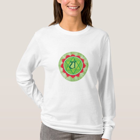 Heart Chakra Anahata T-shirt met lange mouwen, wit (Voorkant)
