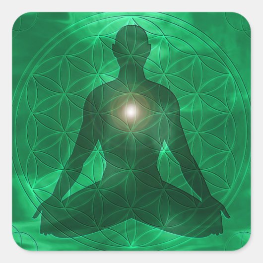 Heart Chakra Anahata Vierkante Sticker (Voorkant)