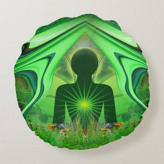 Heart Chakra Canvas tas Rond Kussen (Achterkant)