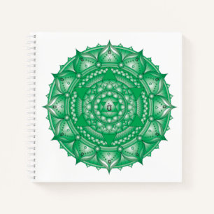Heart Chakra Mandala Green Square Notitieboek