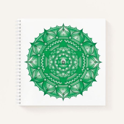 Heart Chakra Mandala Green Square Notitieboek (Voorkant)