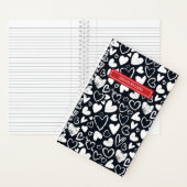 Heart Chalk Doodle en Love Pattern Cute Black Notitieboek (Binnen)
