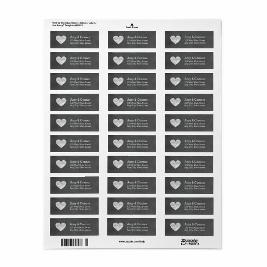 Heart Chalkboard Return Address Labels (Full Sheet)