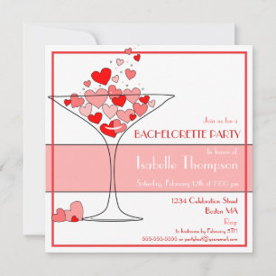 Heart Champagne Bachelorette Kaart
