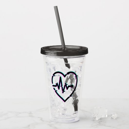Heart Check Acryl Tumbler Acryl Drinkbeker (Voorkant ijs)
