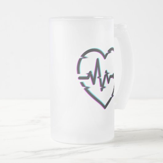 Heart Check Frosted Glass Mok (Voorkant rechts)