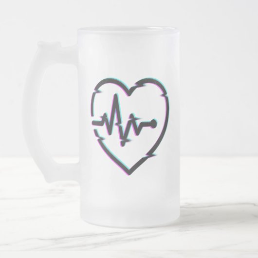 Heart Check Frosted Glass Mok (Links)