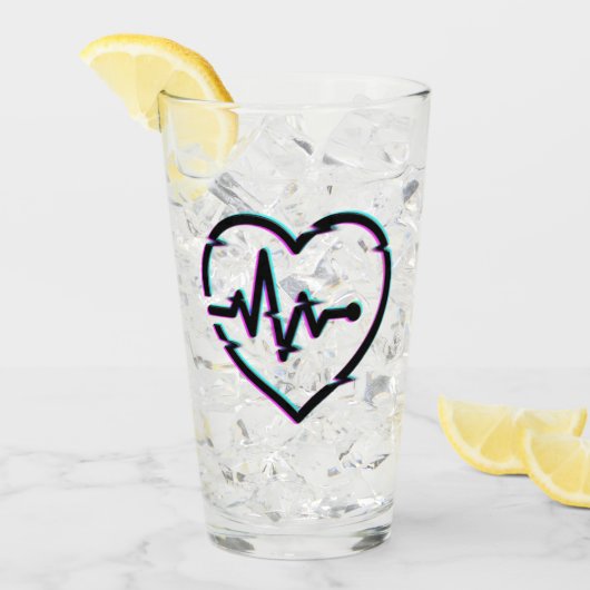 Heart Check Glass Cup Glas (Voorkant ijs)