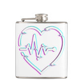 Heart Check Vinyl Verpakte kolf Heupfles (Voorkant)