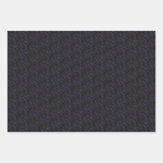 Heart Check Wrapping Paper Flat Sheet Set van 3 (Voorkant 3)