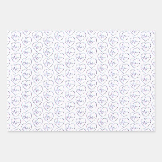 Heart Check Wrapping Paper Flat Sheet Set van 3 (Voorkant)