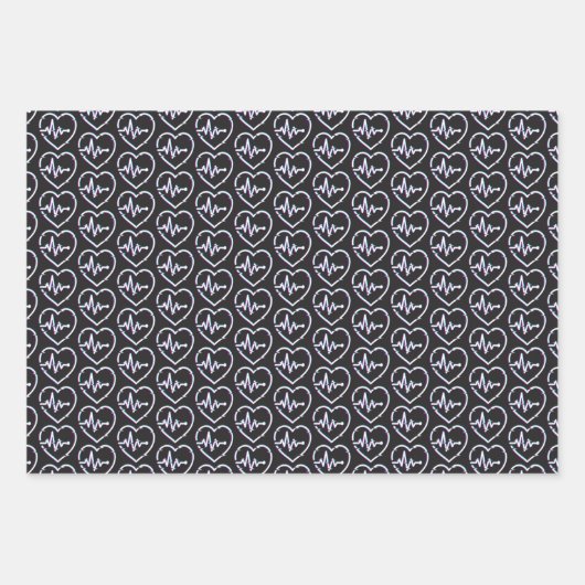 Heart Check Wrapping Paper Flat Sheet Set van 3 (Voorkant 2)