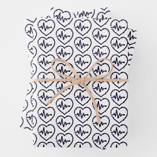 Heart Check Wrapping Paper Flat Sheet Set van 3 (In situ)