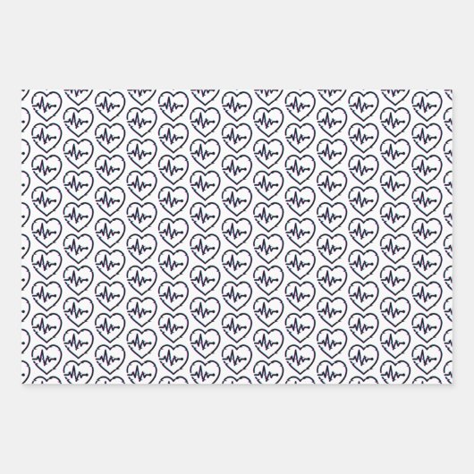 Heart Check Wrapping Paper Flat Sheet Set van 3 (Voorkant)