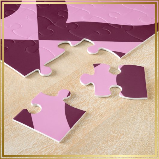 Heart Checkerboard Pattern Bordeaux Pink - Legpuzzel