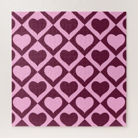 Heart Checkerboard Pattern Bordeaux Pink - Legpuzzel (Verticaal)