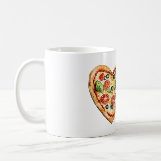 Heart Cheese Vegetable Pizza Koffiemok (Links)