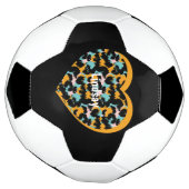 Heart Cheetah Animal Print Monogram naam Voetbal (Gedraaid)