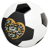 Heart Cheetah Animal Print Monogram naam Voetbal (Drie kwart)
