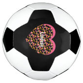 Heart Cheetah Animal Print Monogram naam Voetbal (Gedraaid)