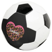 Heart Cheetah Animal Print Monogram naam Voetbal (Drie kwart)