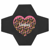 Heart Cheetah Animal Print Monogram naam Voetbal (Enkel)