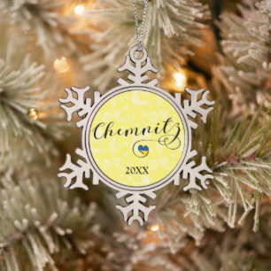 Heart Chemnitz, I Love Chemnitz, Duitsland Tin Sneeuwvlok Ornament