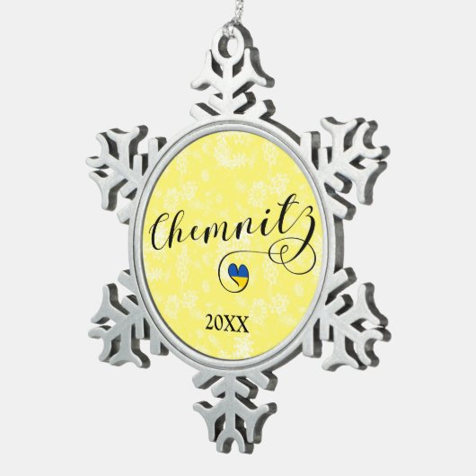 Heart Chemnitz, I Love Chemnitz, Duitsland Tin Sneeuwvlok Ornament (Rechts)