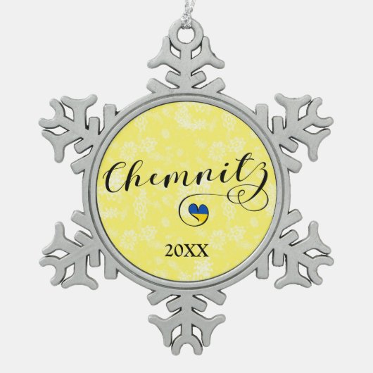 Heart Chemnitz, I Love Chemnitz, Duitsland Tin Sneeuwvlok Ornament (Voorkant)