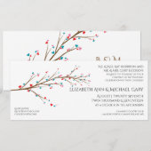 Heart Cherry Blossom Wedding Invitation Kaart (Voorkant / Achterkant)