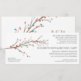 Heart Cherry Blossom Wedding Invitation Kaart