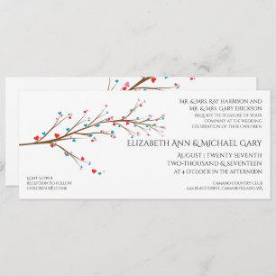 Heart Cherry Blossom Wedding Invitation Kaart