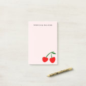 Heart Cherry Gepersonaliseerde Valentijn Roze Post-it® Notes (Op bureau)