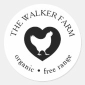 Heart Chicken Boerderij Fresh Eggs Ronde Sticker (Voorkant)