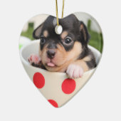 Heart Chihuahua kerstversiering Foto toevoegen Keramisch Ornament (Links)