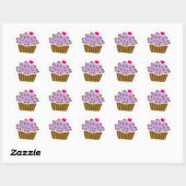 Heart Choco Chip Blueberry Cupcake Ronde Sticker (Vel)