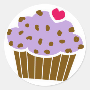 Heart Choco Chip Blueberry Cupcake Ronde Sticker