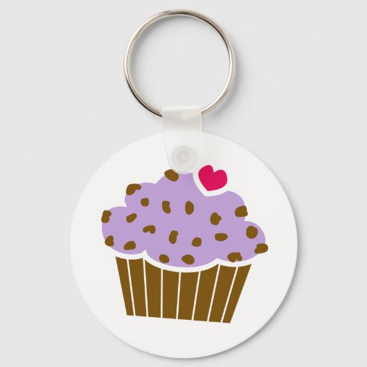 Heart Choco Chip Blueberry Cupcake Sleutelhanger (Voorkant)