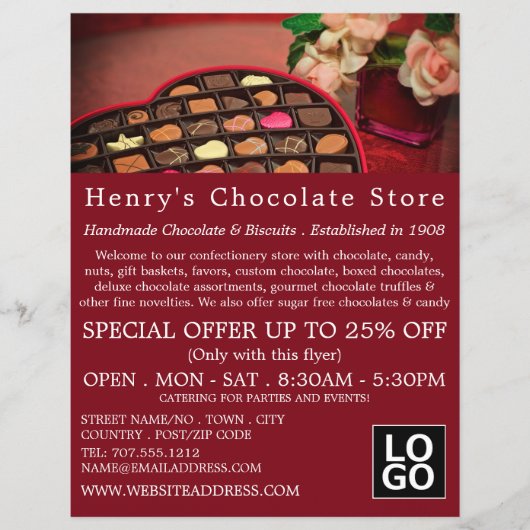 Heart Chocolate Box, suikerwerk Advert Flyer (Voorkant)