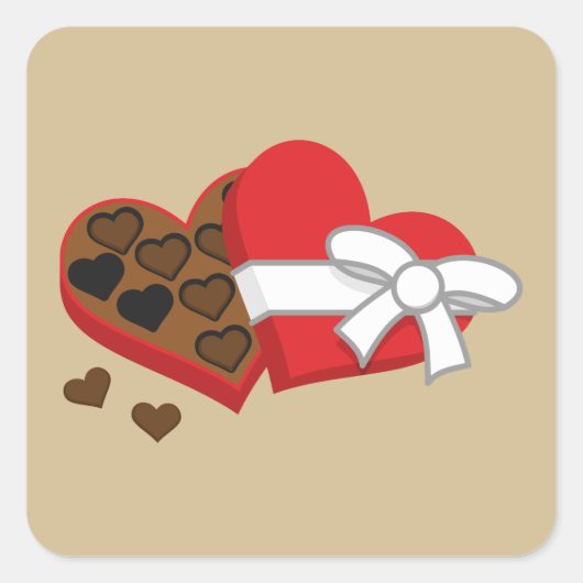 Heart Chocolate Cadebox - Valentijnsdag Vierkante Sticker (Voorkant)