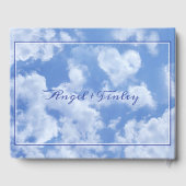 Heart Cloud Sky Cute Modern Blue Custom Wedding Gastenboek (Achterkant)