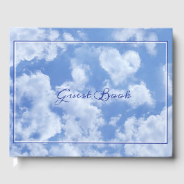 Heart Cloud Sky Cute Modern Blue Custom Wedding Gastenboek