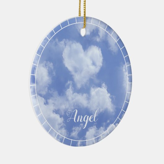 Heart Cloud Sky Cute Modern Blue Custom Wedding Keramisch Ornament (Rechts)
