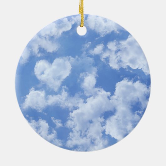 Heart Cloud Sky Cute Modern Blue Custom Wedding Keramisch Ornament (Achterkant)